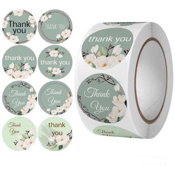 Other - 500 Thank You Stickers, 1" Round Frames Thank You Stickers Roll 8Floral Designs‍